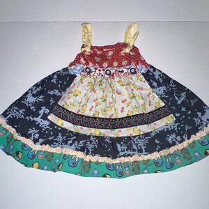 MATILDA JANE size 2T REVERSIBLE APRON DRESS adjustable straps Woodland Floral